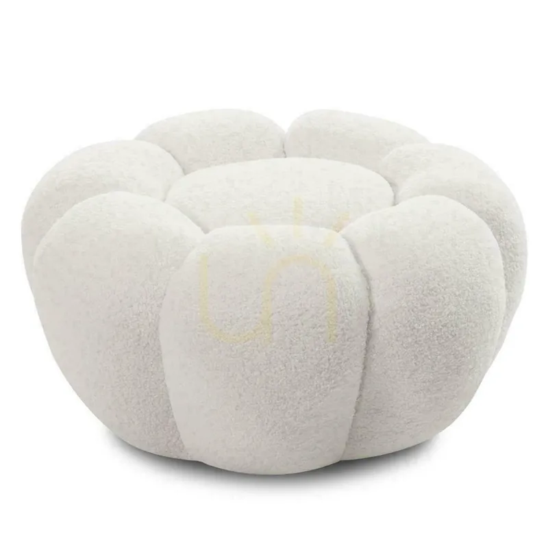 Pouf PERLE White Boucle Livrare rapidă