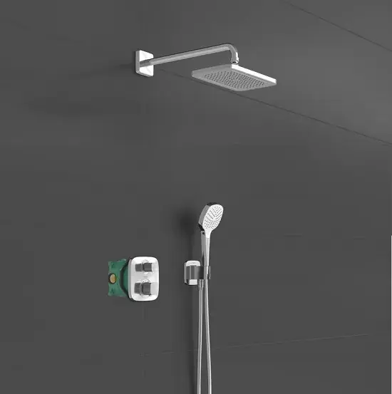 Sistem de dus cu baterie termostat incastrat, crom, Hansgrohe Croma E 27953000 Ofertă specială