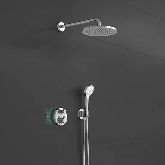 Premium Sistem de dus cu baterie termostat incastrat, crom, Hansgrohe Croma E 27954000