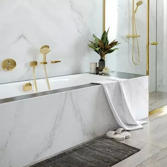 Baterie dus termostatata, incastrat, cu 2 iesiri, bronz satinat (brushed bronze), Hansgrohe Ecostat S 15758140 Reduceri