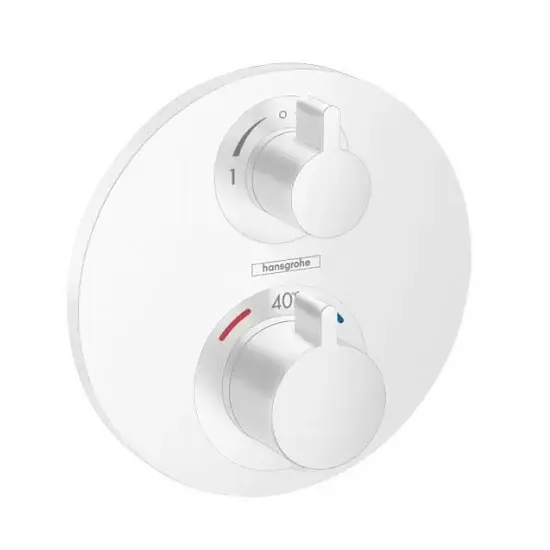 Baterie dus termostatata, incastrat, cu 2 iesiri, alb mat (matt white), Hansgrohe Ecostat S 15758700 Ultima șansă