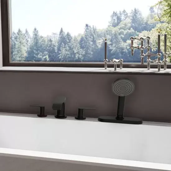 Baterie cada dus cu montaj pe cada, cu 4 orificii, negru mat (matt black), Hansgrohe Vivenis 75444670 Doar azi