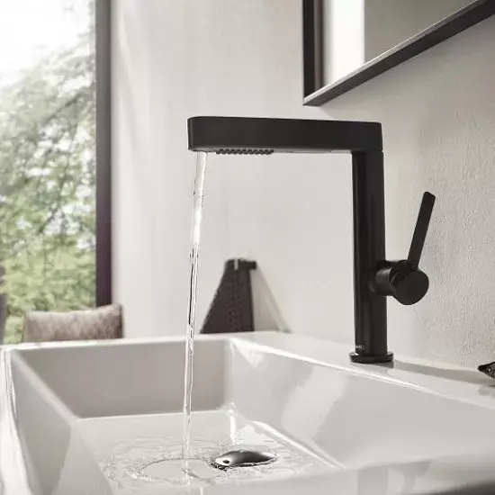 Ofertă exclusivă Baterie lavoar monocomanda 230 cu dus extractibil 2 jet, cu ventil push-open, negru mat (matt black), Hansgrohe Finoris 76063670