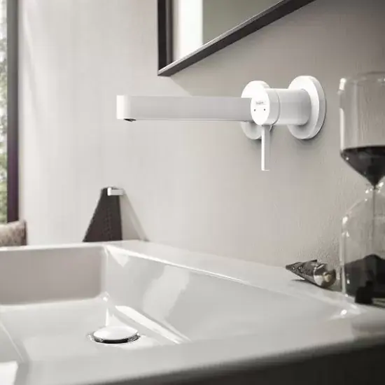 Expediere rapidă Baterie lavoar monocomanda, cu montaj incastrat, alb mat (matt white), Hansgrohe Finoris 76051700
