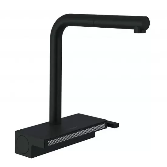 Baterie de bucatarie monocomandata 250, cu dus extractibil 2 jet, sBox, negru mat (matt black), Hansgrohe Aquno Select M81 73830670 Cumpără acum