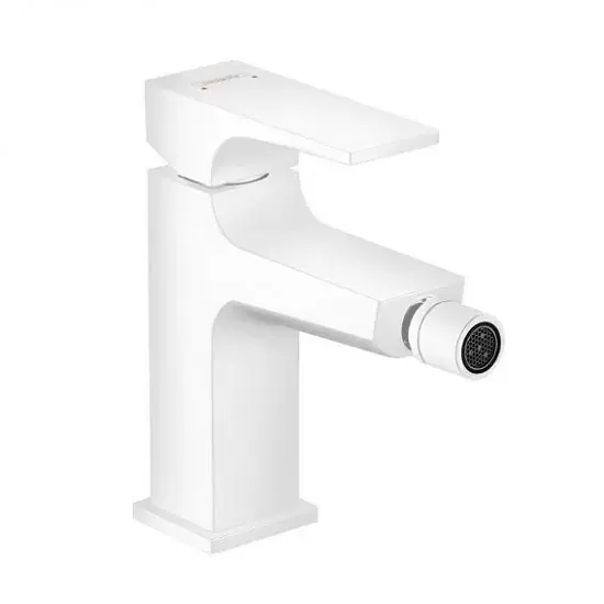Baterie de bideu monocomanda, cu ventil push-open, alb mat (matt white), Hansgrohe Metropol 32520700 Reducere