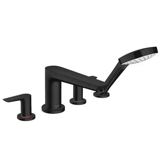 Baterie cada dus cu 4 orificii, montaj pe cada, negru mat (matt black), Hansgrohe Talis E 71748670 Preț mic