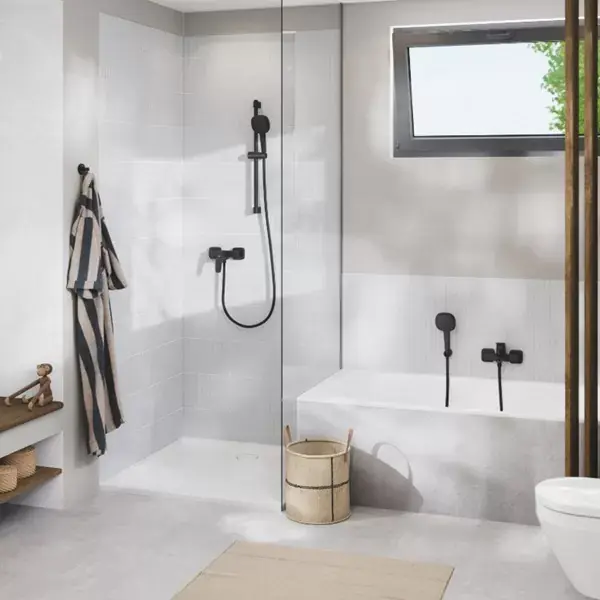 Baterie cada dus monocomanda, cu divertor, negru mat (matte black), Grohe Cubeo 1018132430 Retur gratuit