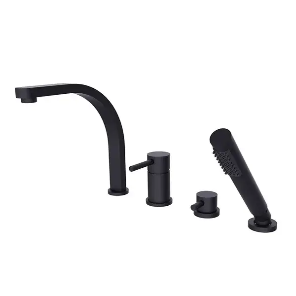 Baterie cada dus monocomanda, cu set de dus, montaj pe cada, negru mat, Besco Decco BW-D4-CZ Livrare rapidă