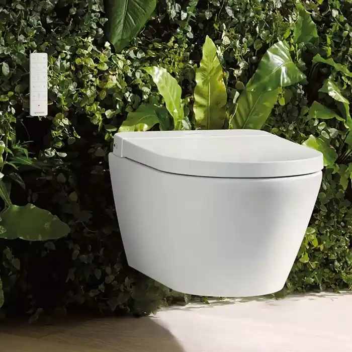 Expediere rapidă Vas wc suspendat cu functie de bideu, Rimless, cu capac soft close incalzit, Duravit Sensowash D-Neo 654000012004300