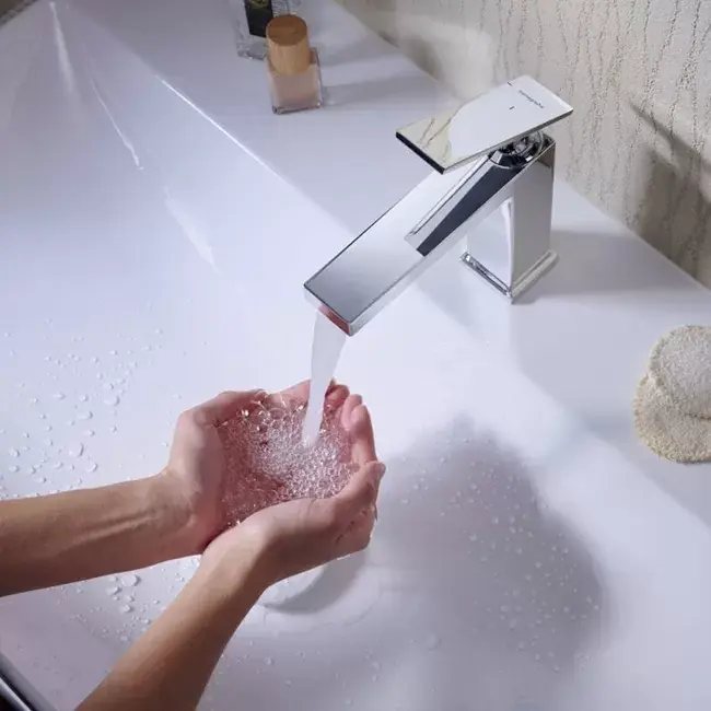 Plată sigură Baterie lavoar monocomanda 110, EcoSmart+, cu ventil pop-up, crom lucios, Hansgrohe Tecturis E 73010000
