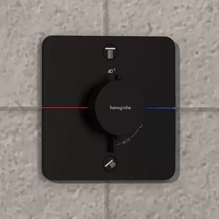 Baterie cada dus monocomanda termostatata, cu 2 functii, negru mat (matt black), Hansgrohe ShowerSelect Comfort Q 15583670 Expediere rapidă