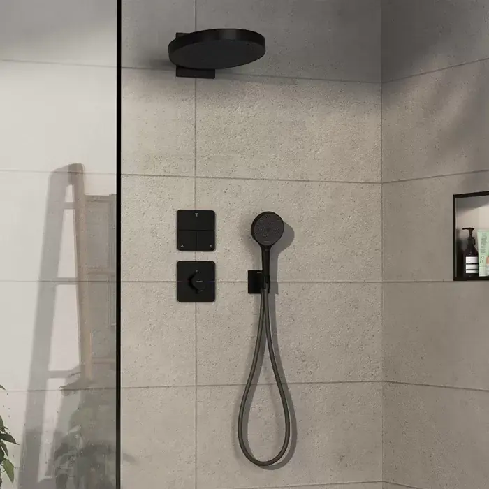 Ofertă limitată Sistem de dus fix si mobil incastrat, cu baterie termostatata, negru mat (matt black), Hansgrohe ShowerSelect Comfort Q 15588670 set