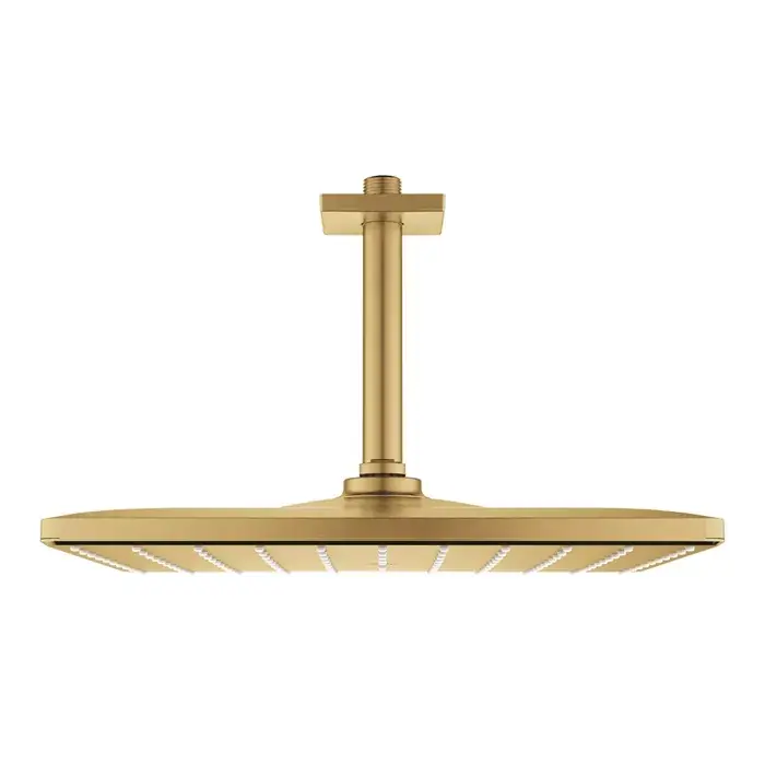 Popular Set para de dus fixa cu brat 142 mm, auriu mat (brushed cool sunrise), Grohe Rainshower Mono 310 Cube 26566GN0