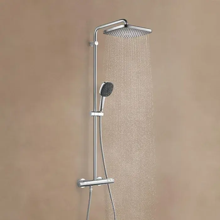 Ultima șansă Sistem de dus cu dus fix si mobil, cu baterie termostatata, crom lucios, Grohe Vitalio Comfort 250, 26696001