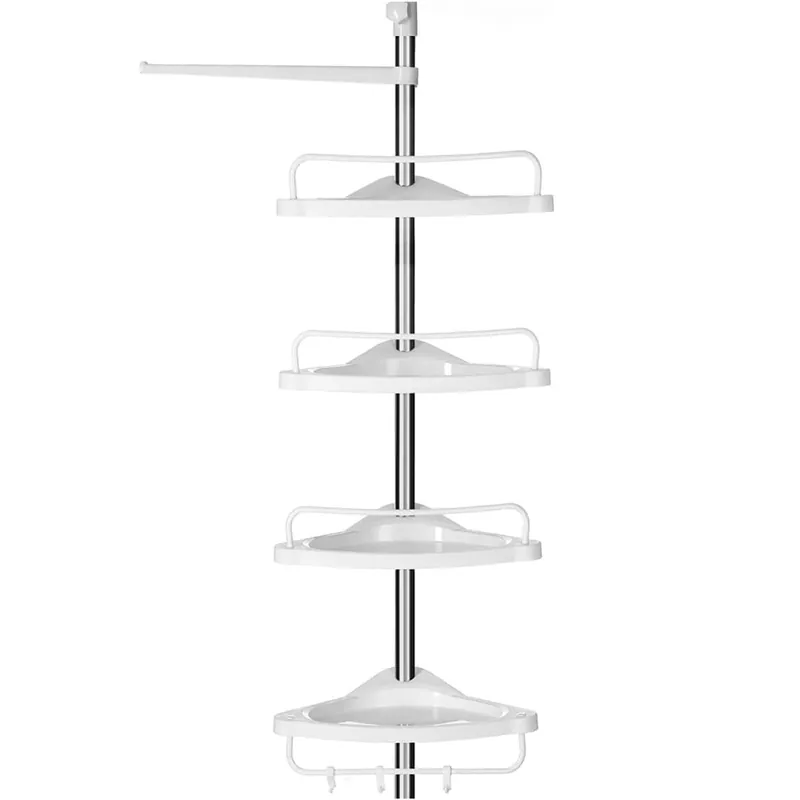 SONGMICS Etajera colt dus, 4 rafturi, inaltime reglabila 95-300 cm, otel si plastic PP, alb Lichidare de stoc