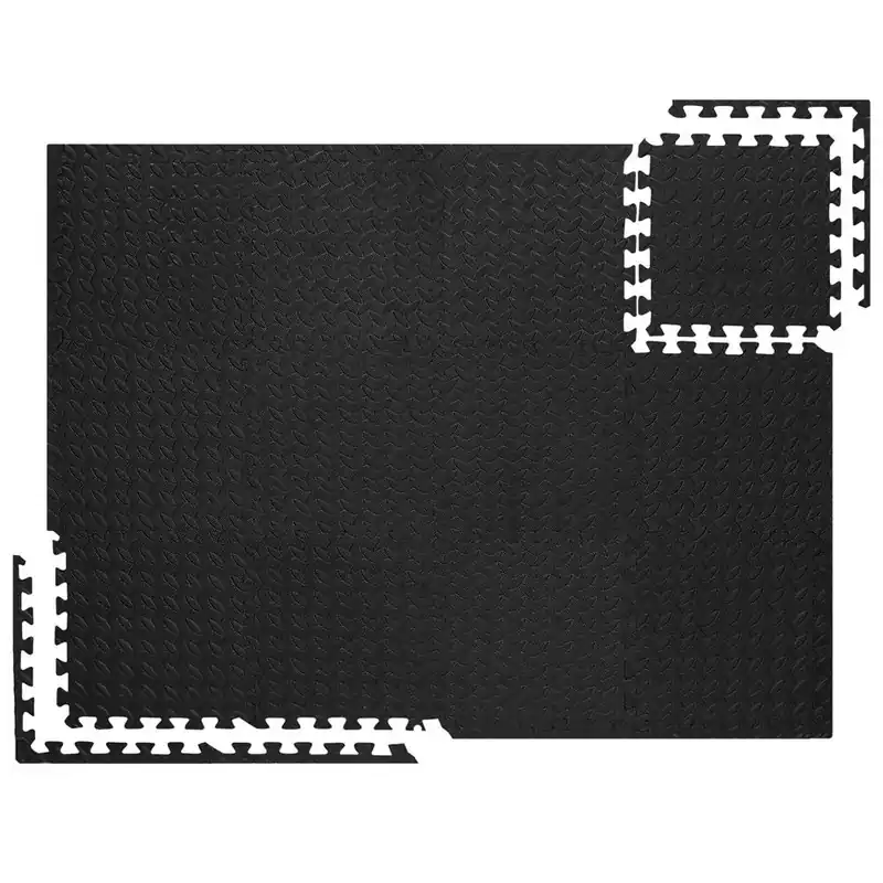 Covor din spuma pentru copii, tip puzzle, 12 piese, termoizolant, 118×90 cm, negru Ultima șansă