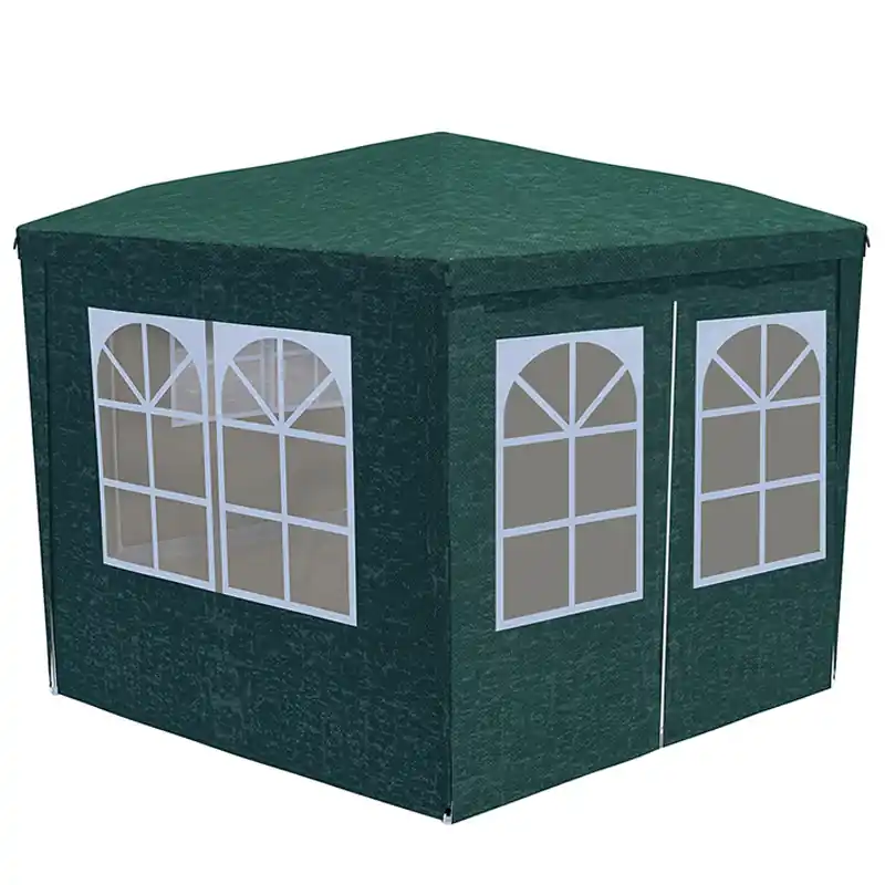 Ieftin Cort pavilion de gradina hexagonal, 200×200 cm, cu pereti laterali cu ferestre, impermeabil cu rezistenta UV, verde