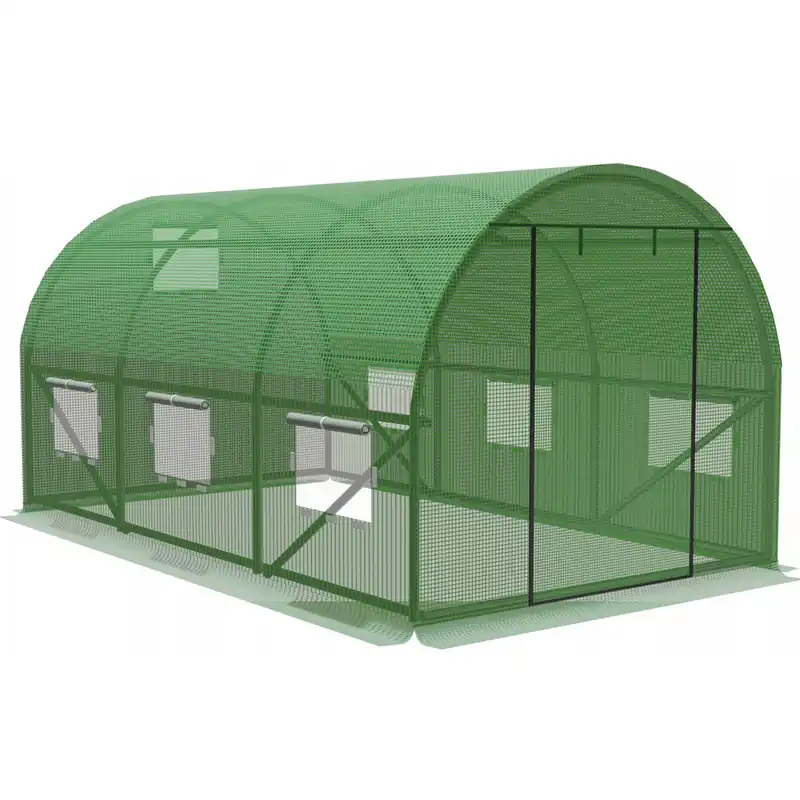 Ieftin Sera de gradina, tip tunel cu cadru metalic, 350x200cm, verde, 7mp