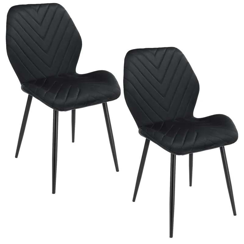 (DL) Set 2 scaune dining Milare pentru bucatarie tapitat cu catifea, 80x58x87cm, negru Popular