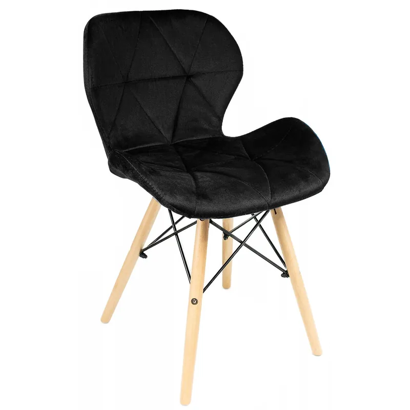 (DL) Scaun dining Velvet pentru bucatarie tapitat cu catifea, 46x50x73cm, negru Expediere rapidă