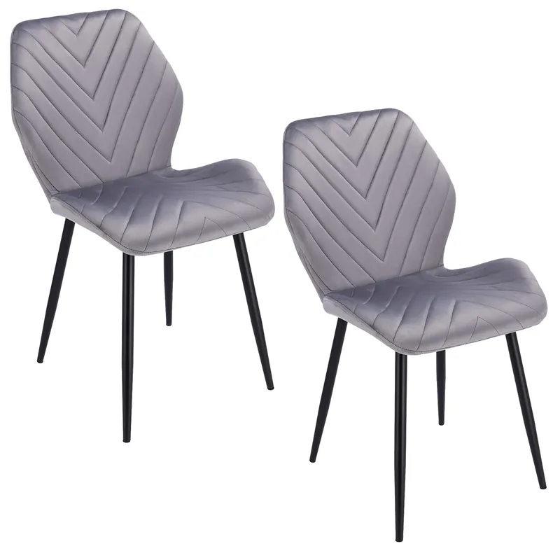 (DL) Set 2 scaune dining Milare pentru bucatarie tapitat cu catifea, 80x58x87cm, gri Ieftin