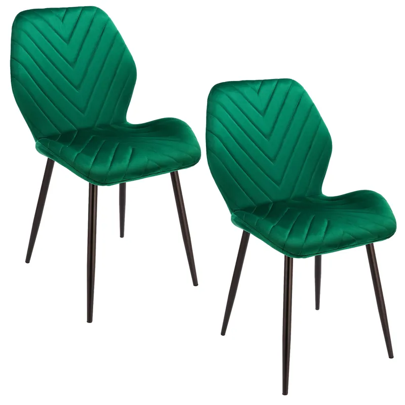 (DL) Set 2 scaune dining Milare pentru bucatarie tapitat cu catifea, 80x58x87cm, verde Cumpără acum