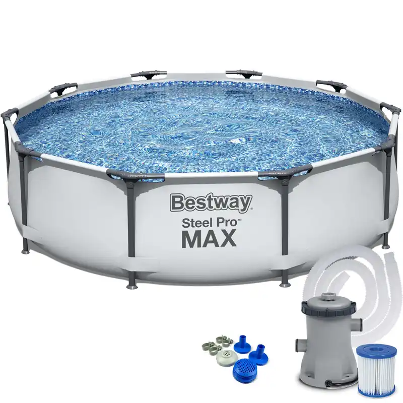 Popular Piscina cadru metalic Bestway, 366×76 cm, 6.500 litri, cu pompa de filtrare