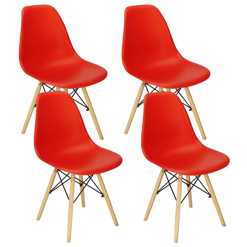 Set 4 scaune dining Scandinav pentru bucatarie, 38x42x82cm, rosu Preferatul clienților