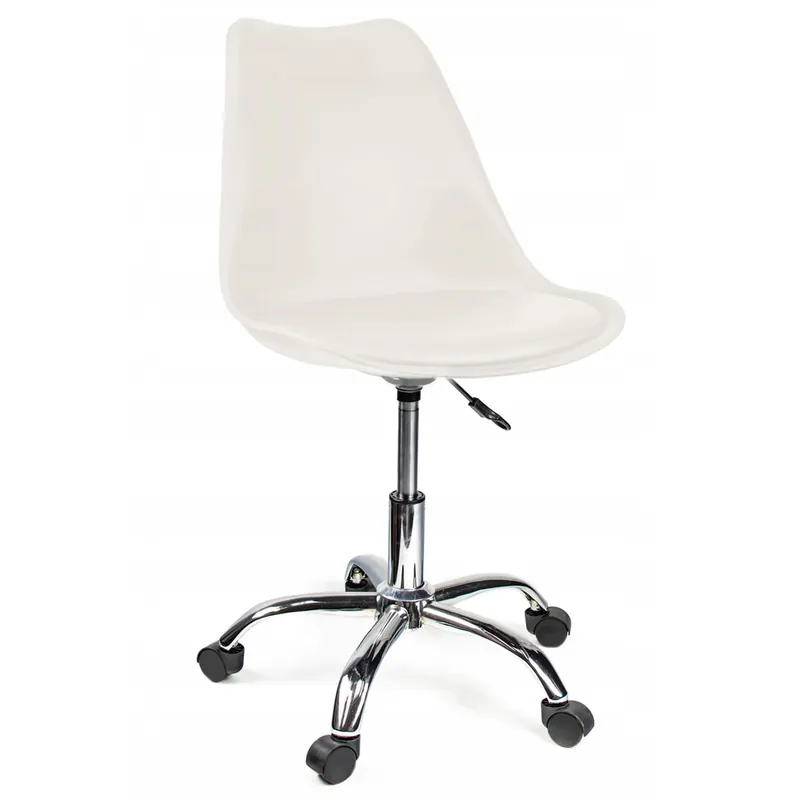 (DL) Scaun de birou ergonomic, piele ecologica, 100kg, baza otel, alb Reducere specială