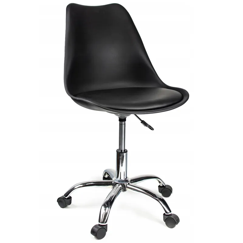 (DL) Scaun de birou ergonomic, piele ecologica, 100kg, baza otel, negru Lichidare de stoc