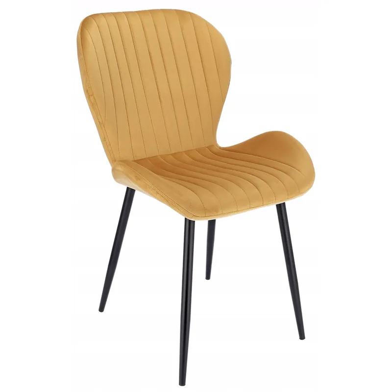 (DL) Scaun dining Veira pentru bucatarie tapitat cu catifea, 52x57x85cm, galben Cumpărături sigure