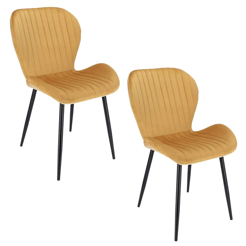 (DL) Set 2 scaune dining Veira pentru bucatarie tapitat cu catifea, 52x57x85cm, galbe(DL) n Preferatul clienților