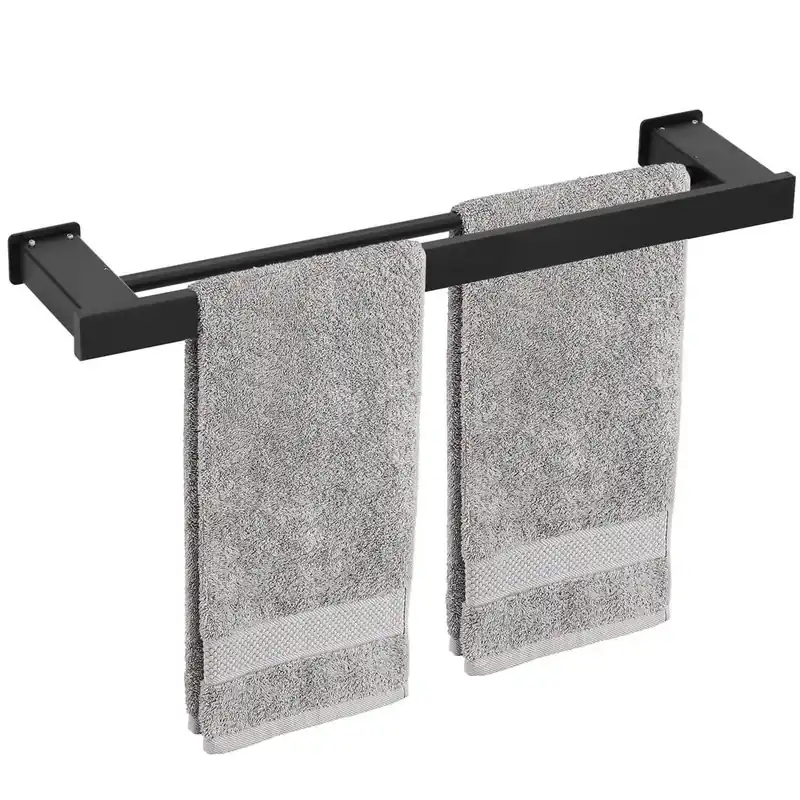 Vezi acum Suport prosoape pentru baie cu 2 sisteme de instalare, 2 brate, din aluminiu, 50x12cm, negru