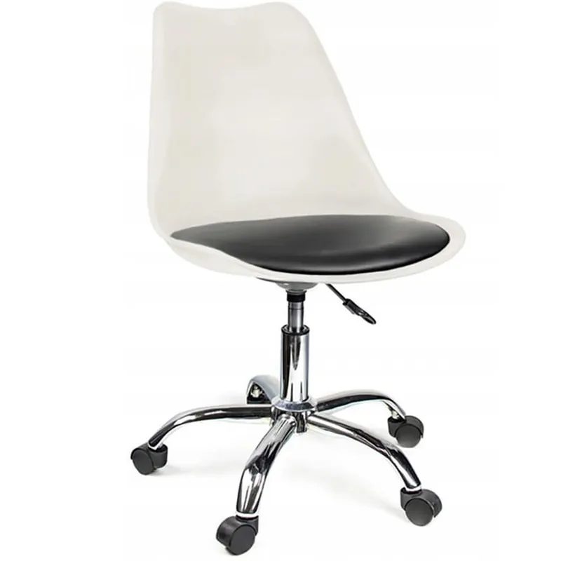 (DL) Scaun de birou ergonomic, piele ecologica, 100kg, baza otel, alb negru Retur gratuit
