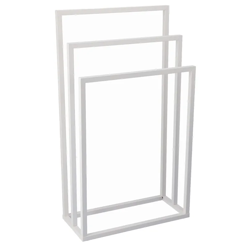 (DL) Suport metalic de baie pentru prosoape, cu 3 standuri, 81 cm, alb Vezi acum