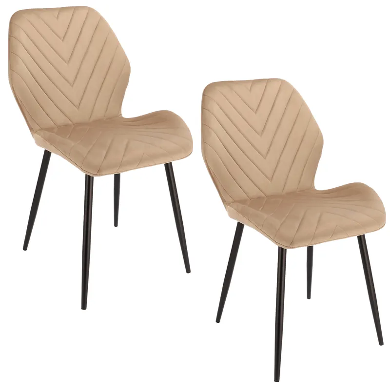 (DL) Set 2 scaune dining Milare pentru bucatarie tapitat cu catifea, 80x58x87cm, bej Chilipir