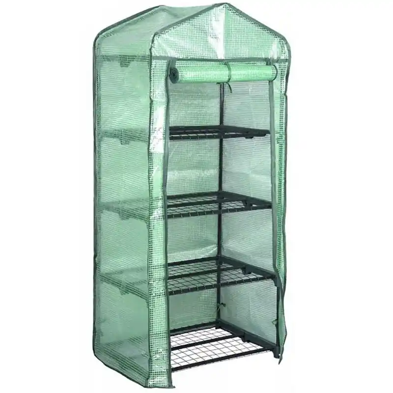 (DL) Sera de gradina, tip cort cu cadru metalic, 69x49x160cm, verde Chilipir