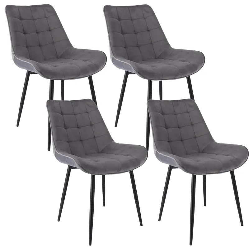 (DL) Set 4 scaune dining Misty pentru bucatarie tapitat cu catifea, 53x63x83cm, gri Super ofertă
