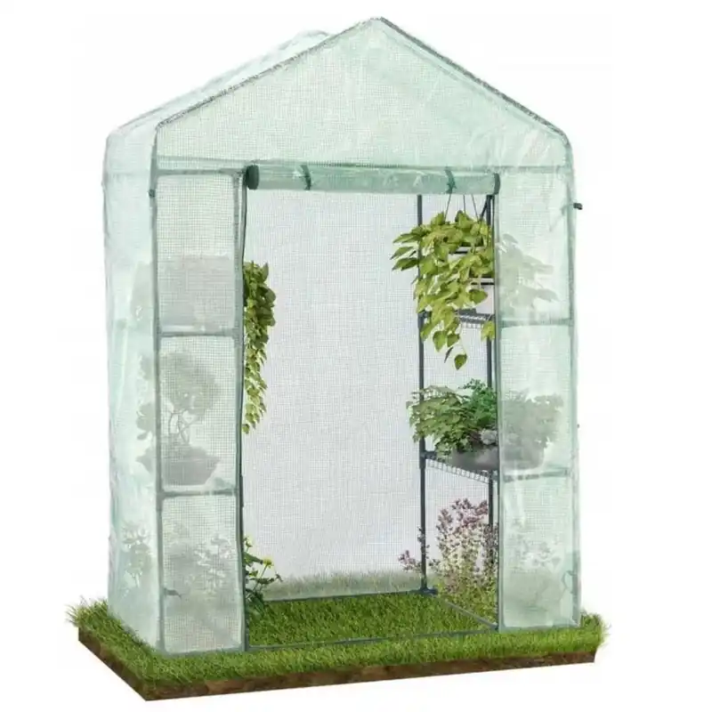 (DL) Sera de gradina, tip cort cu cadru metalic, 140x73x200cm, verde, 1mp Ofertă