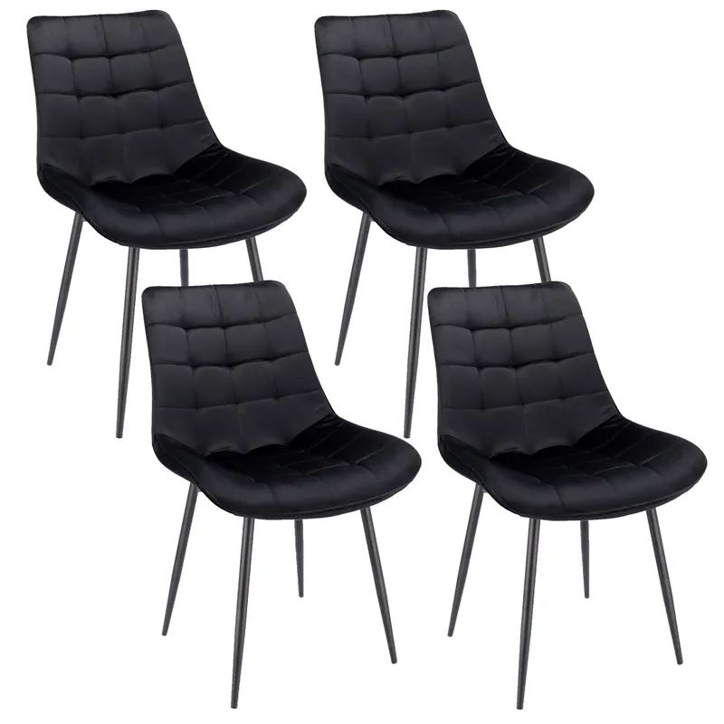 (DL) Set 4 scaune dining Misty pentru bucatarie tapitat cu catifea, 53x63x83cm, negru Preț promoțional