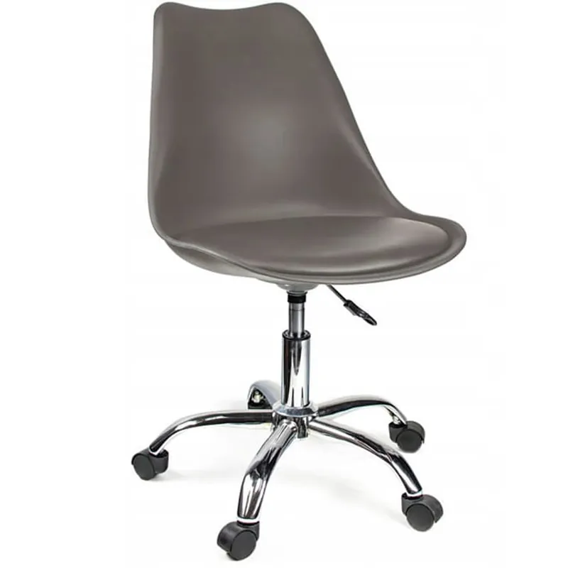 (DL) Scaun de birou ergonomic, piele ecologica, 100kg, baza otel, gri Ofertă
