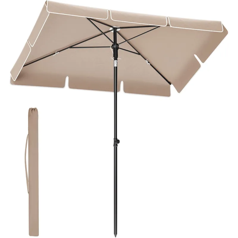 Reducere SONGMICS Umbrela terasa sau gradina reglabila, inclinare 2 directii, protectie UV UPF 50+, husa inclusa, 230×150 cm, maro taupe