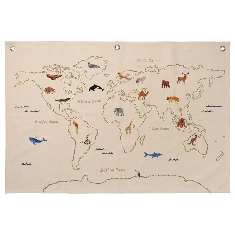 The World Textile Map Off-White - Ferm Living Plată securizată