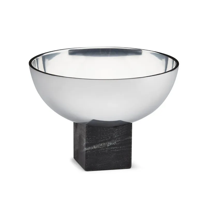 Bol Sapoto, negru/argintiu, Ø 14 cm, aluminiu, marmură - GEJST Discount