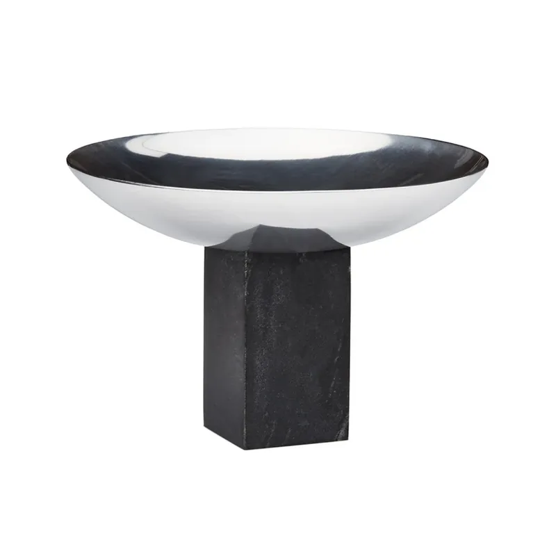 Bol Sapoto, negru/argintiu, Ø 22 cm, aluminiu, marmură - GEJST Vezi acum