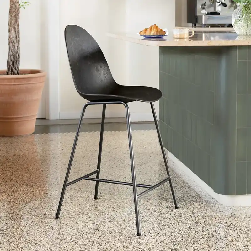 Ofertă specială Scaun de bar Eternity, negru, oțel, înălțime 87,5 cm - Mater