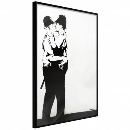 Cel mai bun preț Poster - Banksy Kissing Coppers II, cu Ramă neagră, 20x30 cm