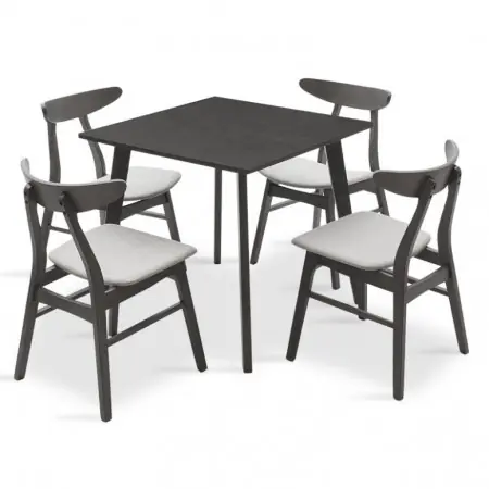 Set Masa si Scaune Benson-Orlean 5 Piese Gri Rustic 80x80x75 cm Ultima șansă