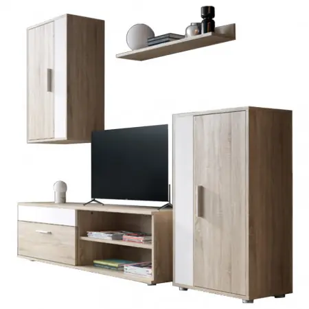 Ansamblu Comoda TV Zafira Sonoma 200x35x190 cm Preț promoțional